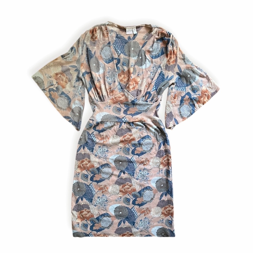 Sweet Pea by Stacy Frati Floral Kimono Sleeve Mesh Dress, sz Small